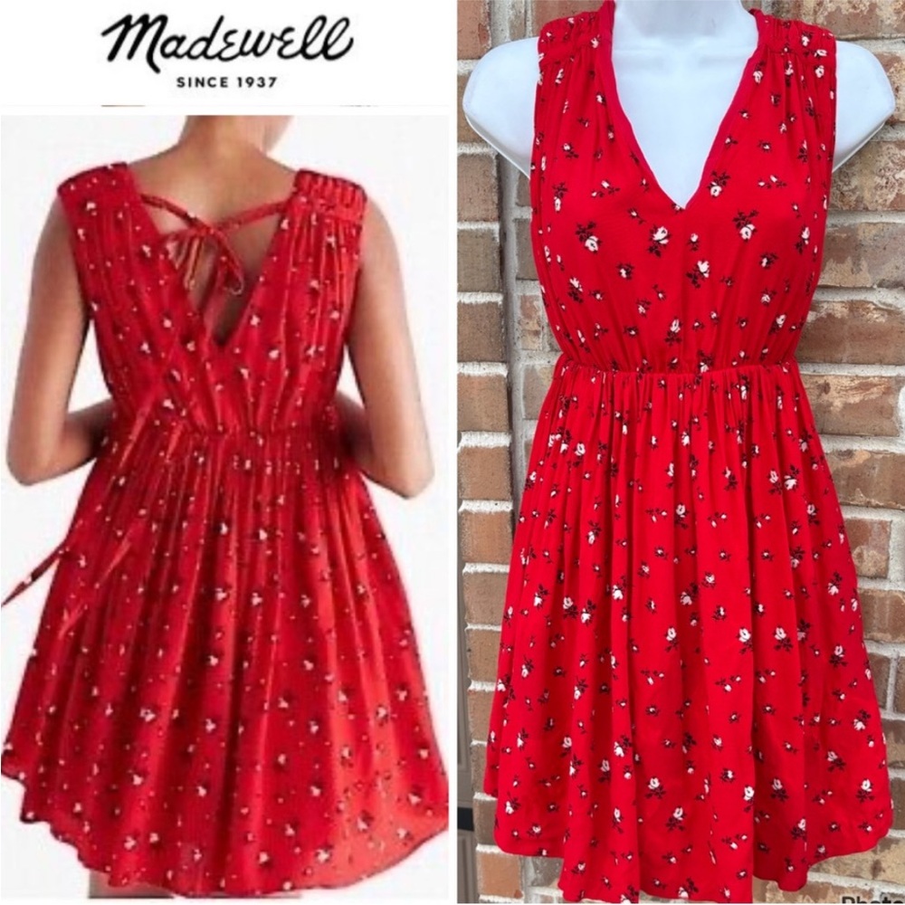 Madewell Magnolia Tie-Back Floral Red
Skater Dress Feminine Flirty Small